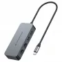CONCEPTRONIC USB-C auf 2x Gigabit Ethernet + 2x USB-A 3.2 Gen 1 Adapter, 0,3m, Grau
