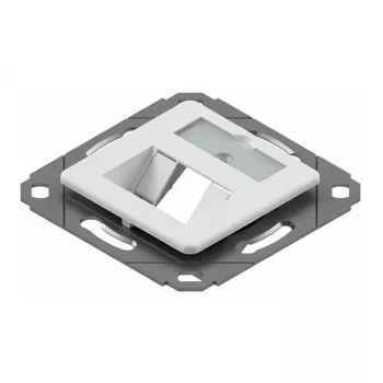 EasyLan preLink / fixLink Module Holder, 2x Keystone mit Zentralplatte 9x31,8 mm RAL 9010 (CKVD1D1)