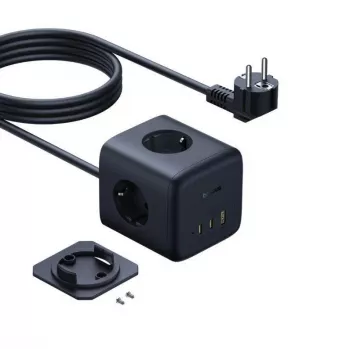 Baseus EnerFill FA11 67W Steckdosenwürfel, 3x EU-Steckdosen, 1x USB-C, 1x USB-A, 1,5 m, Schwarz