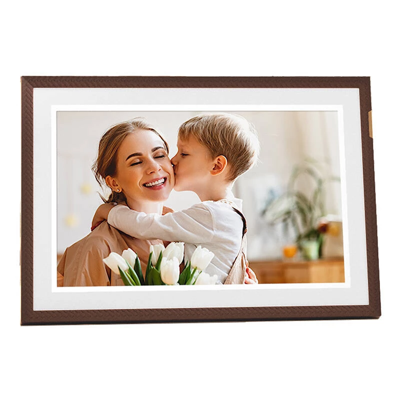 ARZOPA D10 10,1 inch Digitaler Bilderrahmen (Dunkelbraun) - 1280x800 IPS Touchscreen, 32GB, Wi-Fi