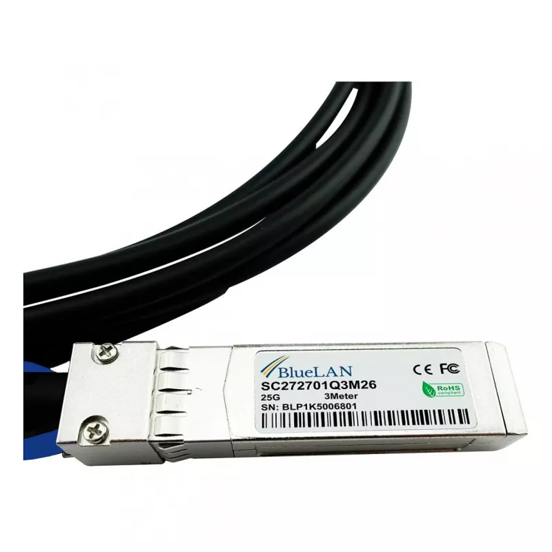 BlueOptics Networks 10520 Kompatibles BlueLAN 25GBASE-CR Passives SFP28 Direct Attach Kabel, 1 Meter, AWG30