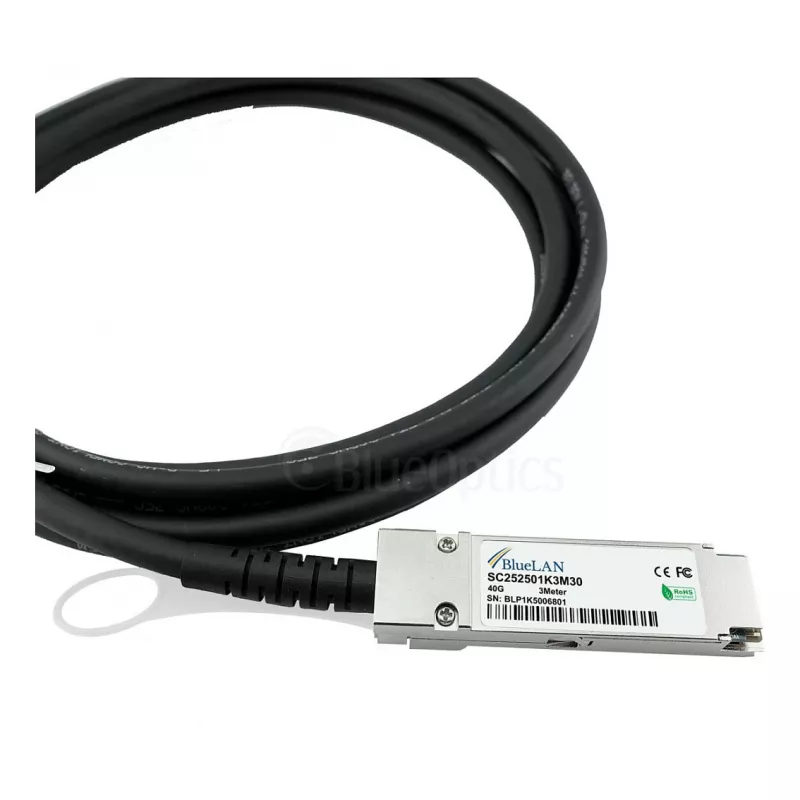 BlueOptics Networks 10313 kompatibles BlueLAN DAC QSFP+ 40GBASE-CR4 passives Direct Attach Kabel, 3m (10313-BL)