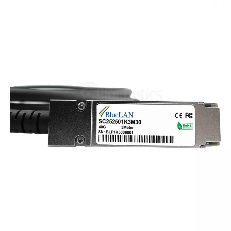 BlueOptics Networks 10313 kompatibles BlueLAN DAC QSFP+ 40GBASE-CR4 passives Direct Attach Kabel, 3m (10313-BL)