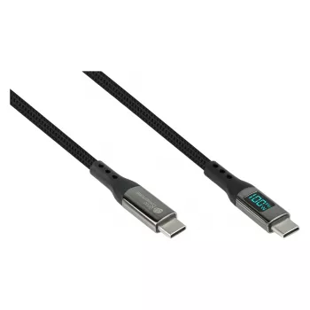 Good Connections USB 2.0 Lade- und Datenkabel 100W mit Digitalanzeige USB-C auf USB-C 1m Schwarz