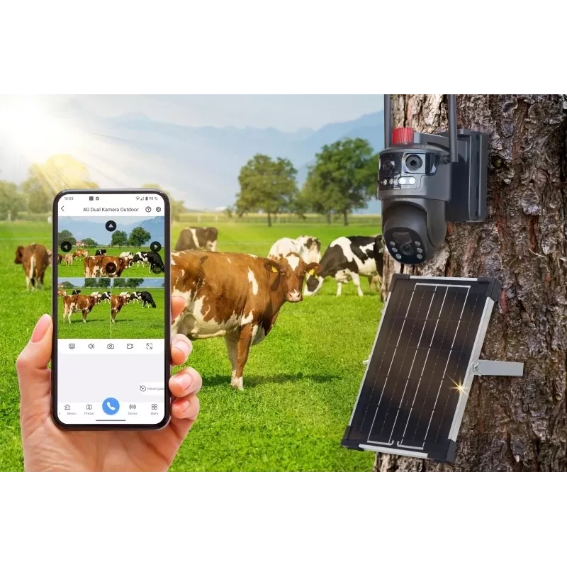 Technaxx TX-329 Dual 4G LTE Außen-Überwachungskamera 3MP+3MP mit Solarpanel