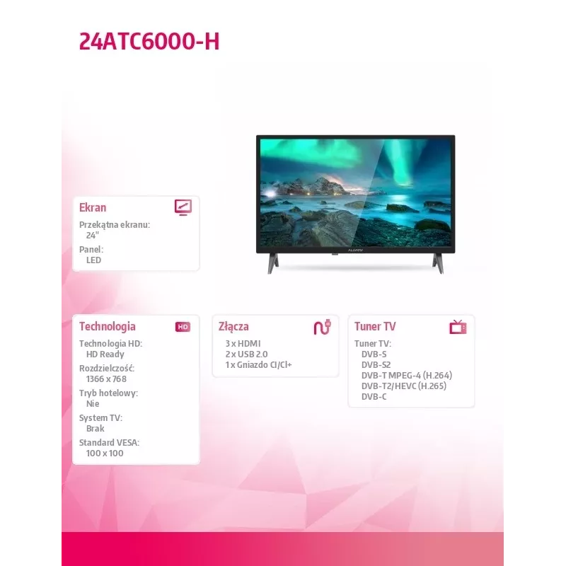 Allview 24ATC6000-H 24 Zoll HD LED TV, Schwarz