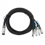BlueOptics Intel XXV4DACBL3M Kompatibles BlueLAN Passives 100GBASE-CR4 QSFP28 auf 4x25GBASE-CR SFP28 Direct Attach Breakout-Kabel, 3m, AWG26