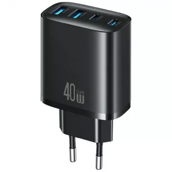 USAMS T70 40W 2xUSB-A 2xUSB-C Netzteil Schwarz