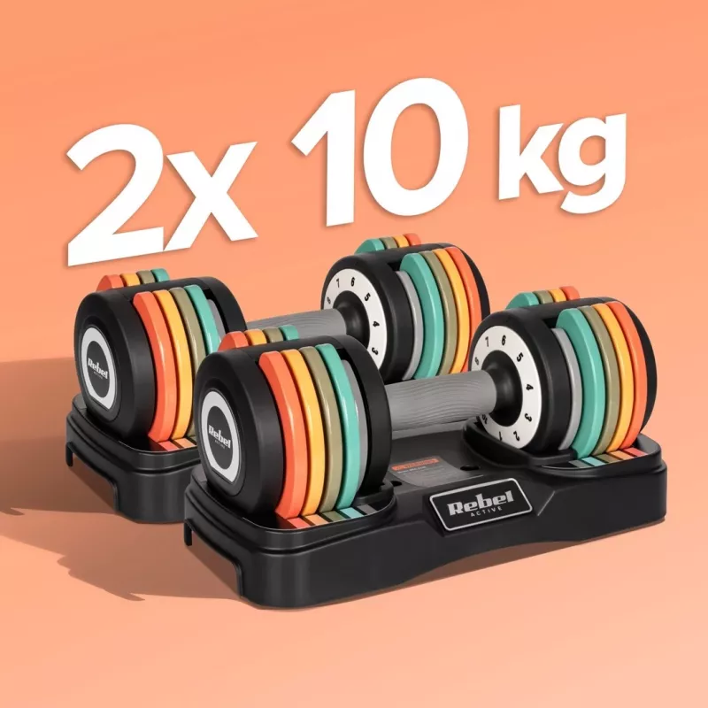 REBEL ACTIVE Automatic Cast Iron Dumbbells 2x10kg RBA2335