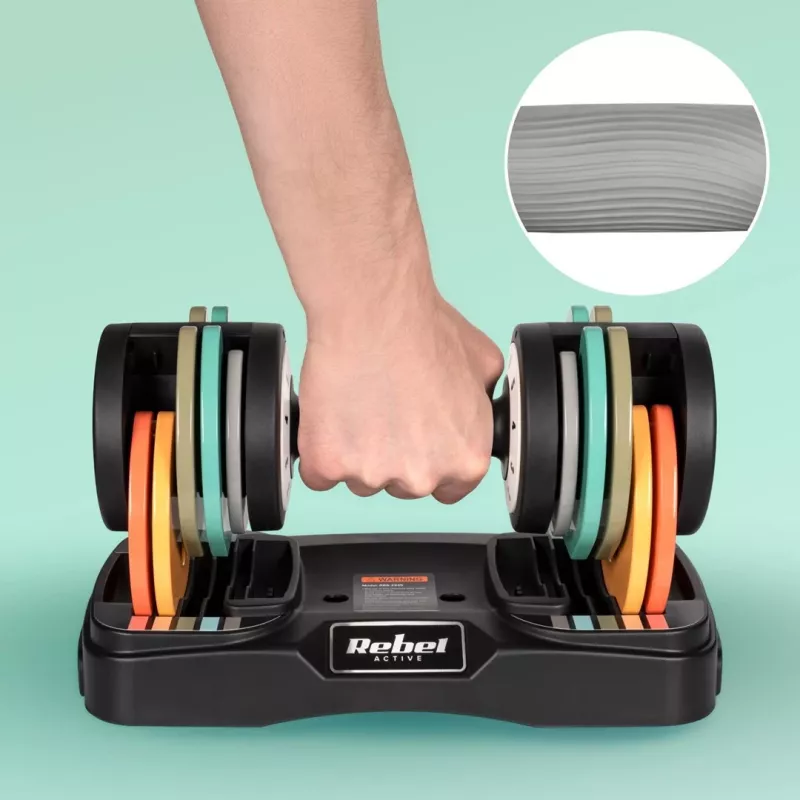 REBEL ACTIVE Automatic Cast Iron Dumbbells 2x10kg RBA2335