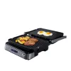 ELDOM GK200 GRILO Kontaktgrill 2000W mit einstellbarem Thermostat, antihaftbeschichtete Platten, Schwarz/Silber