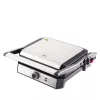 ELDOM GK200 GRILO Kontaktgrill 2000W mit einstellbarem Thermostat, antihaftbeschichtete Platten, Schwarz/Silber