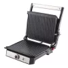 ELDOM GK200 GRILO Kontaktgrill 2000W mit einstellbarem Thermostat, antihaftbeschichtete Platten, Schwarz/Silber