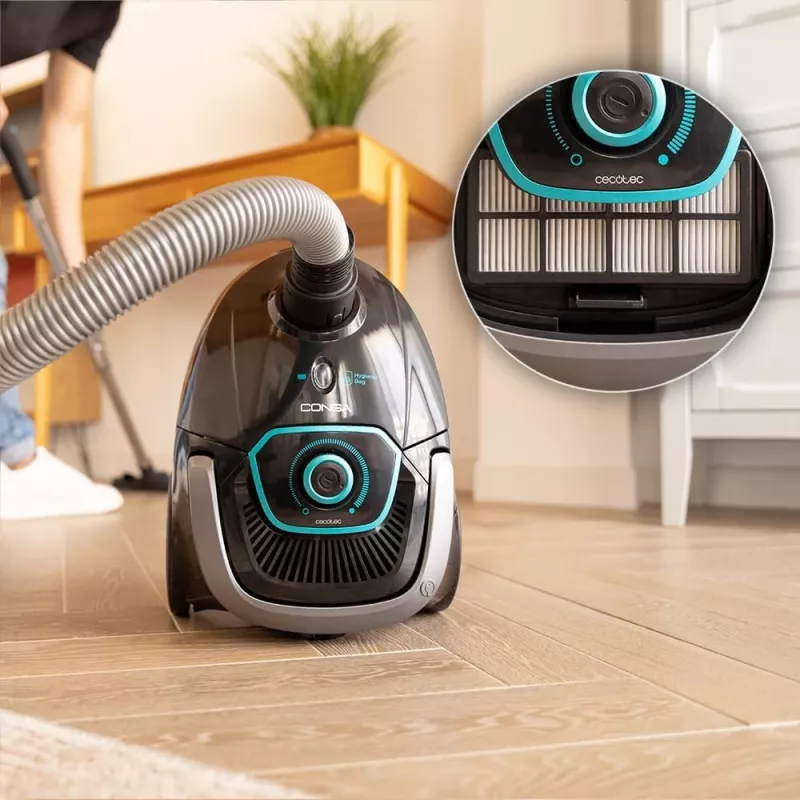 Cecotec Conga Powerbag 2500 Plus Bodenstaubsauger mit Beutel, 850 W, 2,5 L Staubkapazität, Schwarz