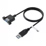 EFB USB 3.0 Verlängerungskabel A-A Stecker zu Buchse für Panelmontage, 0,5m, Schwarz