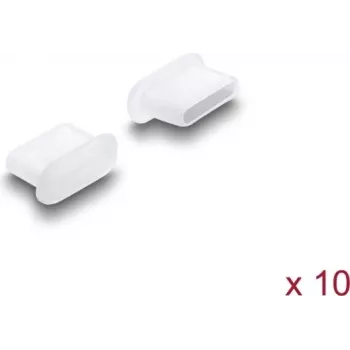 Delock Staubschutz für USB Type-C Buchse, 10 Stück, Silikon, Transparent (87409)