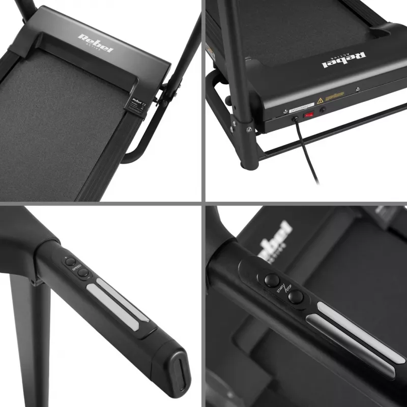 REBEL ACTIVE RBA-1001 Klappbares Elektrisches Laufband mit LCD-Display, 12 Programmen, 12 km/h, Silber/Schwarz