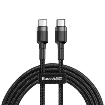 Baseus Cafule USB-C auf USB-C Kabel PD 2.0 QC 3.0 60W 1m (Schwarz/Grau)