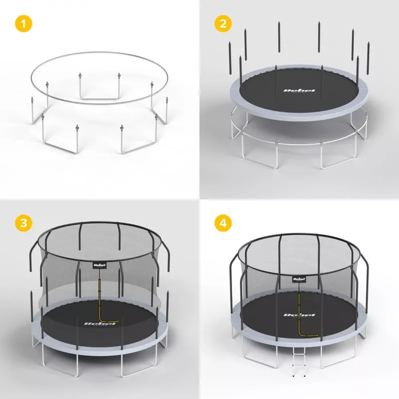 REBEL Active Trampoline PRO 10ft/305 cm mit Sicherheitsnetz, Schwarz/Blau