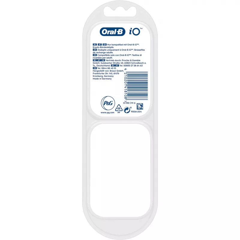 Oral-B iO Ultimate Clean Bürstenköpfe Weiß, 6 Stk. Ersatz-Zahnbürstenköpfe