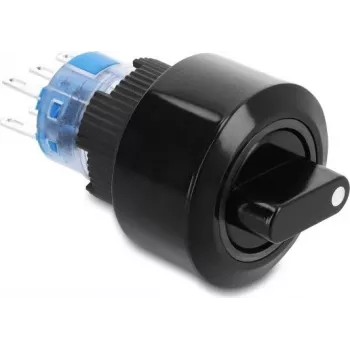 Delock Drehschalter für Installation 22 mm rastend 6x Lötanschluss IP65 Schwarz 20991