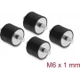 Delock Vibrationsdämpfer M6 x 1 mm D 25 x H 20 mm mit 2 x Außengewinde 4 Stück Schwarz (60815)