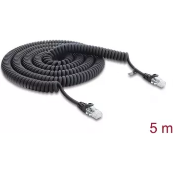 Delock RJ45 Spiral Cable Cat.5e 5 m Schwarz (88019)