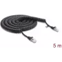 Delock RJ45 Spiral Cable Cat.5e 5 m Schwarz (88019)