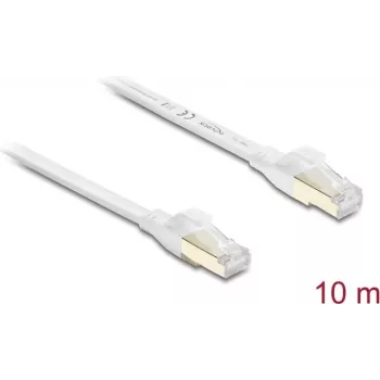 Delock RJ45 Flach-Patchkabel Cat.8.1 U/FTP 40 Gbps 10 m Weiß (81038)