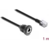 Delock RJ12 Stecker auf RJ12 Buchse Panel-Mount Verlängerungskabel 1 m Schwarz (91268)