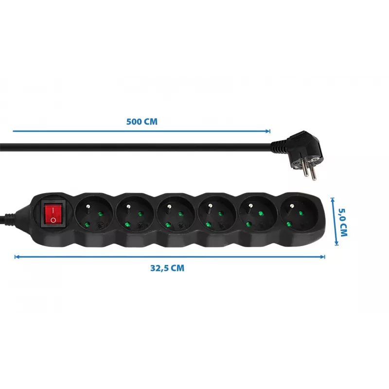 ESPERANZA ELK219K Power Extension 5 m 6 AC Outlets Indoor Black