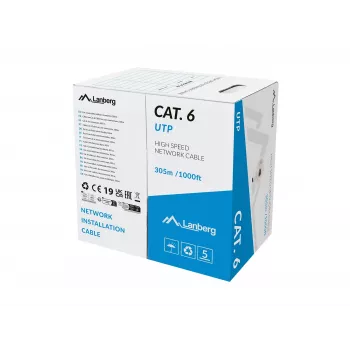 LANBERG Cat.6 UTP LSZH Netzwerkkabel 305m Grau CU Solid 23AWG Fluke Passed CPR