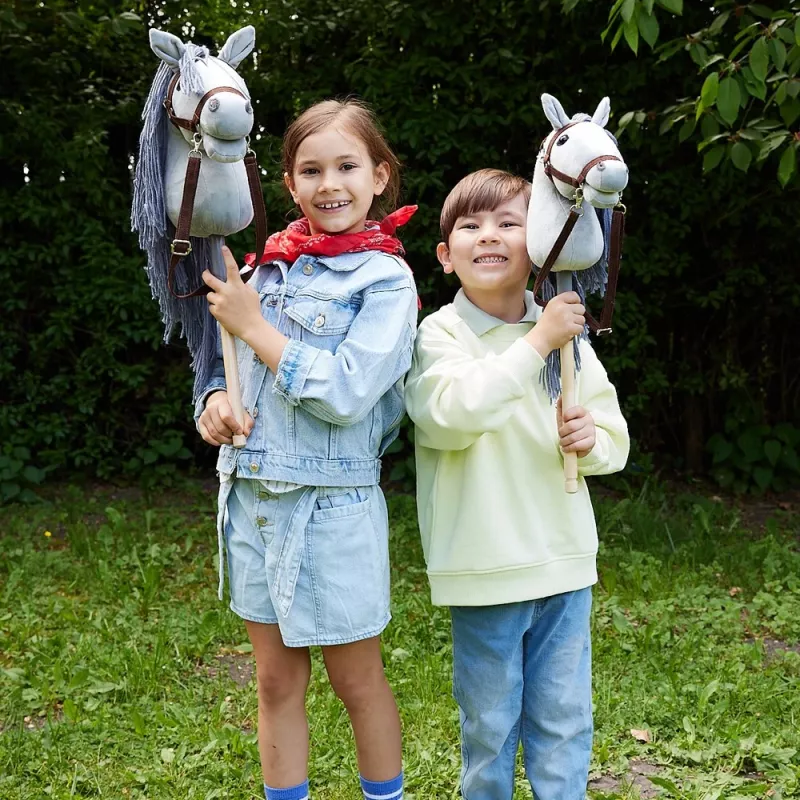 TOOTINY HOPPIHORSE Steckenpferd aus Plüsch A4, grau