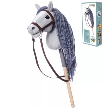 TOOTINY HOPPIHORSE Steckenpferd aus Plüsch A4, grau