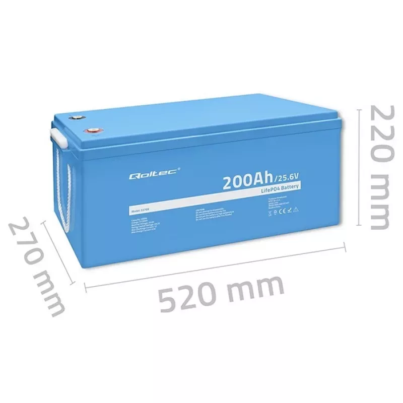 Qoltec LiFePO4 Akku 25,6V 200Ah BMS