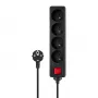 SAVIO LZ-14 Steckdosenleiste mit Schalter, 4-fach, 3 m, schwarz