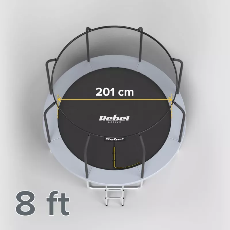 REBEL Active Trampoline PRO 8ft/244cm mit Sicherheitsnetz und Leiter