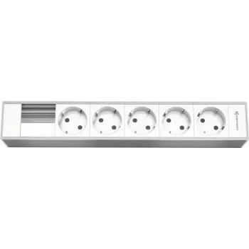 Kindermann Modulpanel für 6 Einsätze - Steckdosengehäuse - 5-fach Stromversorgung - Natur-Aluminium (7449000305)