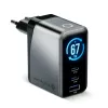 EVERACTIVE SC-670Q GaN 67W USB-C Ladegerät mit 2x USB-C und 1x USB-A, Quick Charge 4+, PD 3.0, Schwarz