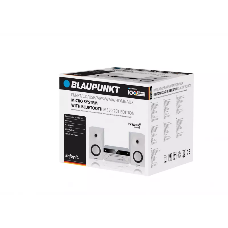 Blaupunkt MS30.2BT Edition Micro-System mit Bluetooth, CD, USB, HDMI ARC, FM-Radio, 2x25W RMS, Schwarz