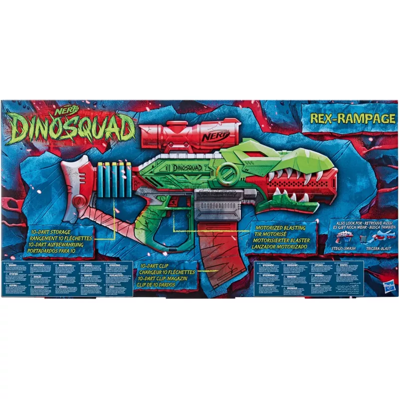 HASBRO Nerf DinoSquad Rex-Rampage Motorisierter Dart-Blaster - Grün/Orange