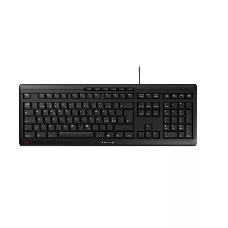 Cherry STREAM KEYBOARD - Kabelgebundene USB-Tastatur - Pan-Nordisches Layout - Schwarz