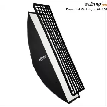 Walimex Pro Essential Striplight Softbox 40x180 cm mit Grid, Bowens Adapter und Transporttasche