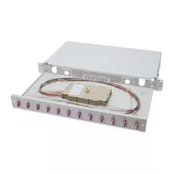 EFB Elektronik Spleißbox LC OS2 9/125µm ausziehbar 24 Pigtails 12 Kupplungen 1U