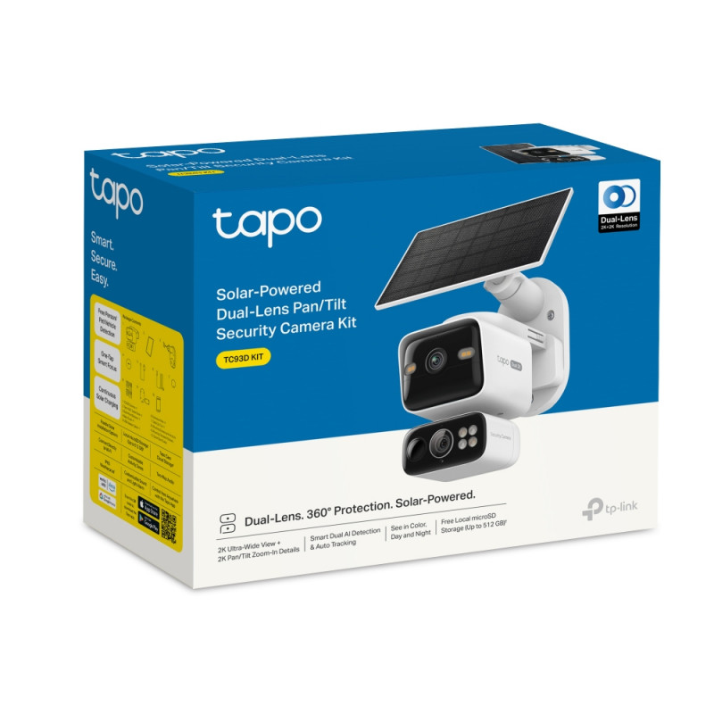 TP-LINK Tapo TC93D KIT V1 Solar-Powered Security Camera Kit - 2K QHD Pan/Tilt Wi-Fi Camera mit Solarpanel
