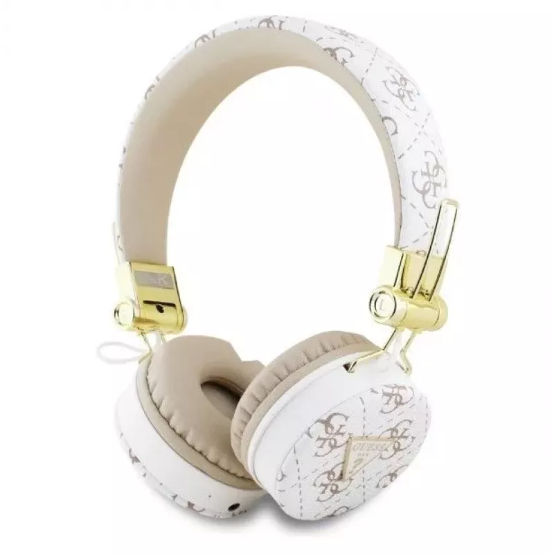 Guess 4G Triangle Round Shape - Kabellose On-Ear Bluetooth-Kopfhörer mit ENC (Weiß)
