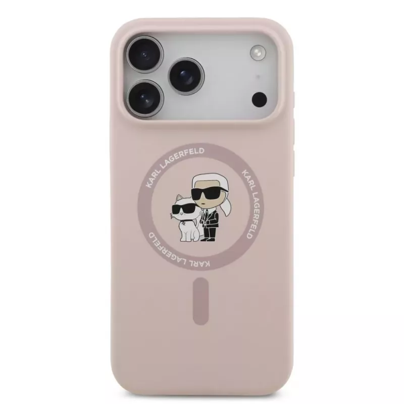 KARL LAGERFELD Silicone Karl & Choupette Ring MagSafe Case für Apple iPhone 17 Pro Max, Pink