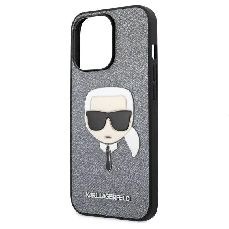 Karl Lagerfeld Apple iPhone 13 Pro Saffiano Karl Head Case Silber