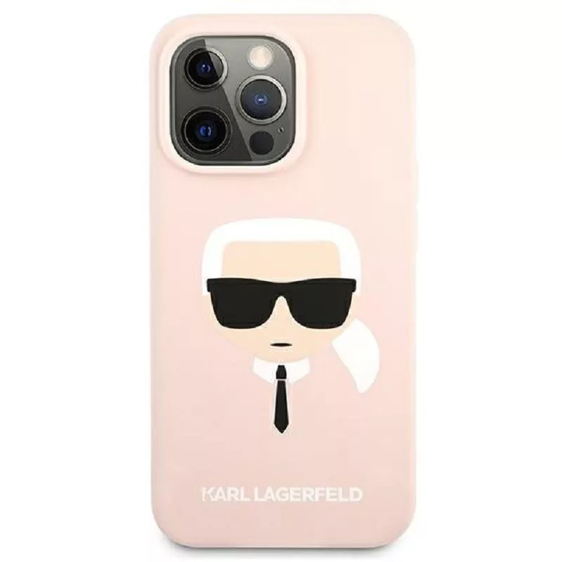 Karl Lagerfeld Apple iPhone 13 Pro Liquid Silicone Karl Head Case Pink