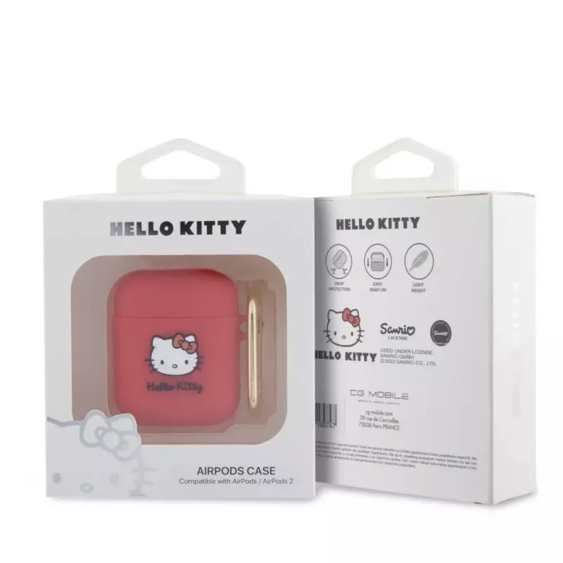 Hello Kitty Apple AirPods 1/2 Hülle Silikon 3D Kitty Head Rot